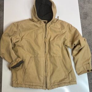 Old Navy Vintage Canvas Jacket Fleece Lined Hood Zip Up Size XL